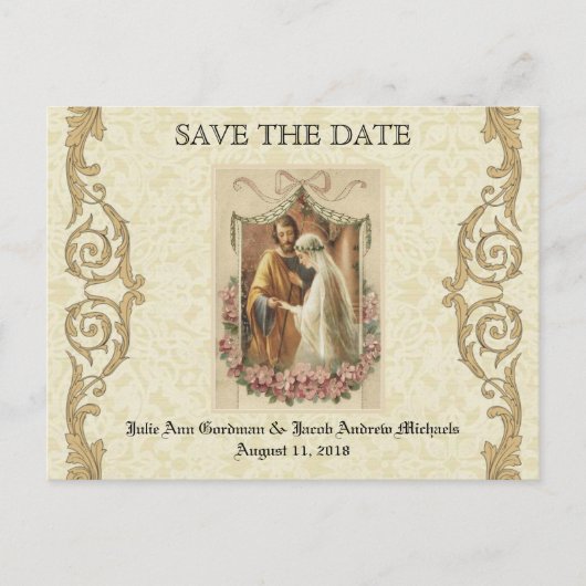 Traditionele katholieke SAVE the DATE Weduwen Aankondigingskaart (Voorkant)