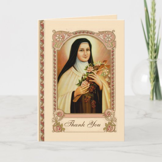 Traditionele katholieke St. Therese Dank u Kaart (Voorkant)