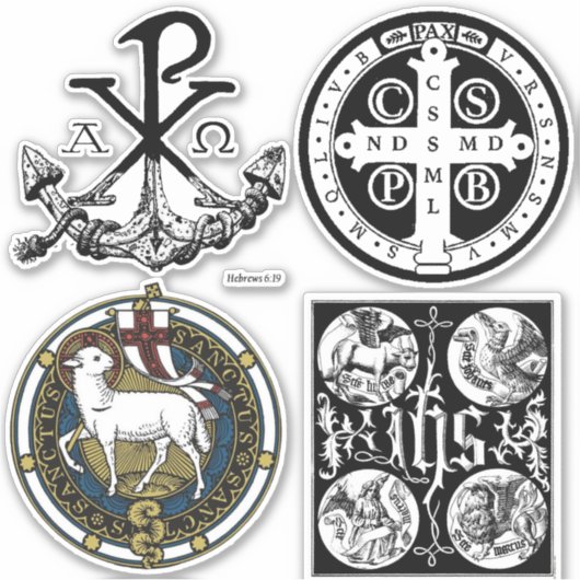 Traditionele katholieke symbolen sticker (Voorkant)