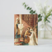 Traditionele katholieke TROUWdatum Wedding Aankondigingskaart (Staand voorkant)