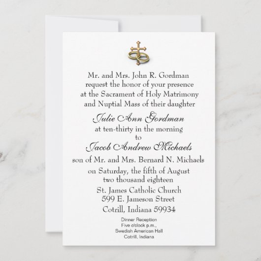 Traditionele katholieke trouwuitnodiging kaart (Achterkant)