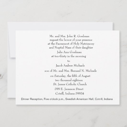 Traditionele katholieke uitnodiging tot Christelij (Achterkant)