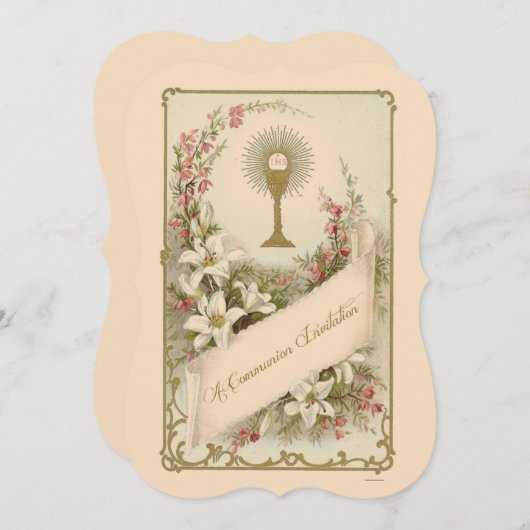 Traditionele katholieke uitnodiging tot  Communie (Voorkant / Achterkant)