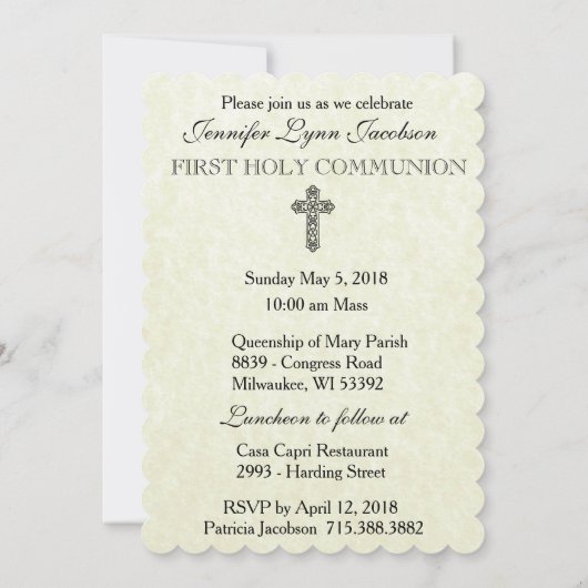 Traditionele katholieke uitnodiging tot  Communie (Achterkant)