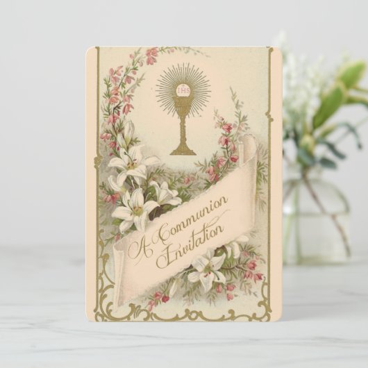 Traditionele katholieke uitnodiging tot  Communie (Staand voorkant)