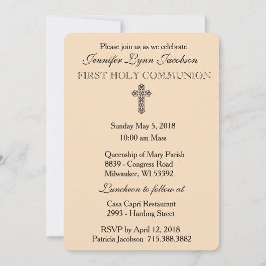 Traditionele katholieke uitnodiging tot  Communie (Achterkant)