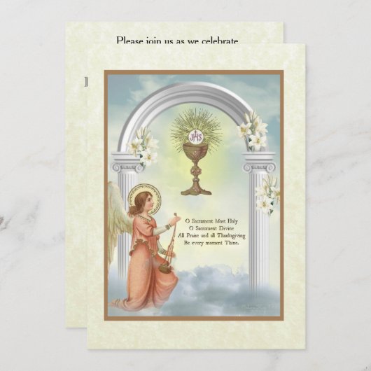 Traditionele katholieke uitnodiging tot  Communie (Voorkant / Achterkant)