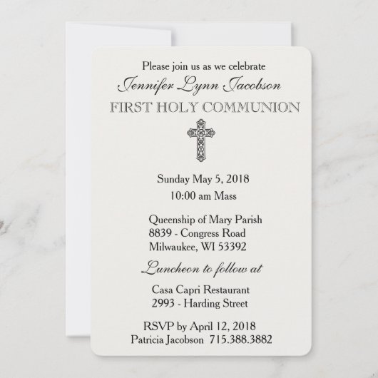 Traditionele katholieke uitnodiging tot  Communie (Achterkant)