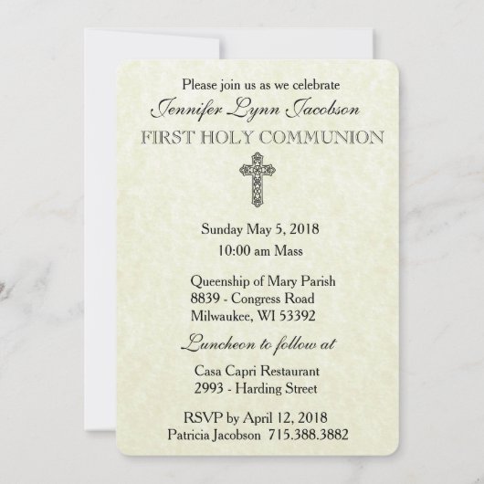 Traditionele katholieke uitnodiging tot  Communie (Achterkant)