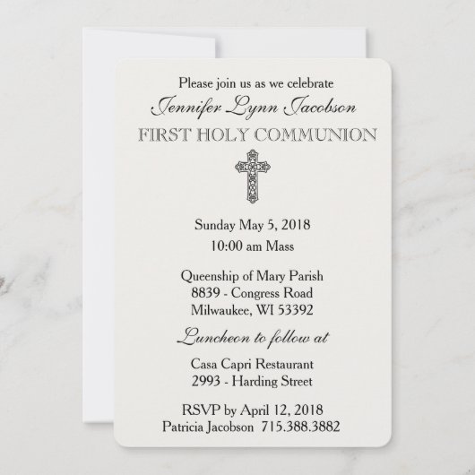 Traditionele katholieke uitnodiging tot Communie (Achterkant)