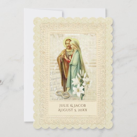 Traditionele katholieke vintage bruiloft uitnodigi kaart (Voorkant)