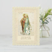 Traditionele katholieke vintage bruiloft uitnodigi kaart (Staand voorkant)