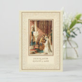 Traditionele katholieke vintage bruiloft uitnodigi kaart (Staand voorkant)