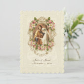 Traditionele katholieke Vintage Lace Cherry Blosso Kaart (Staand voorkant)