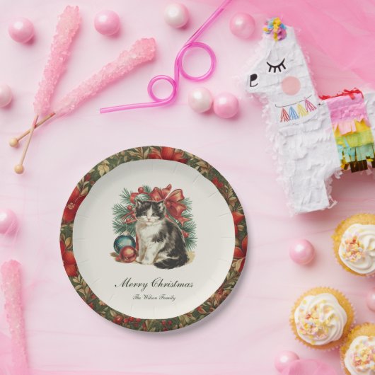 Traditionele  kattenkerst papieren bordje (Feest)