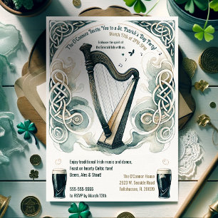 Traditionele Keltische harp St. Patrick's Day Part Kaart