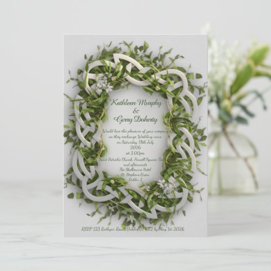 Traditionele Keltische Liefdesknoop & Lucky Clover Kaart (Staand voorkant)