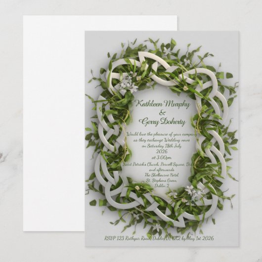 Traditionele Keltische Liefdesknoop & Lucky Clover Kaart (Voorkant / Achterkant)