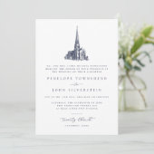 Traditionele Kerk Illustratie Formeel Huwelijk Kaart (Staand voorkant)