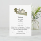 Traditionele Kerk Monogram Trouwroute Programmakaart (Staand voorkant)