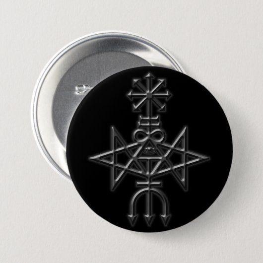 traditionele kerk van satan sigil ronde button 7,6 cm (Voorkant /achterkant)