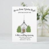 Traditionele kerkelijke waterverf huwelijksuitnodi kaart (Staand voorkant)