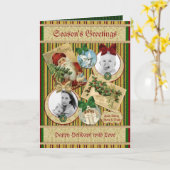 Traditionele Kerst Classic Vakantie Foto Lijst Kaart (Gele Bloem)