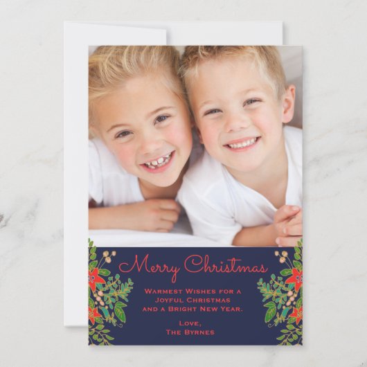 Traditionele kerst één foto marine notitiekaartje (Voorkant)