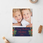 Traditionele kerst één foto marine notitiekaartje (Voorkant / Achterkant in situ)