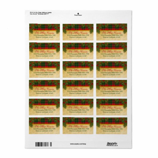 Traditionele kerst gereplay Kerstmis retour adres Etiket (Full Sheet)