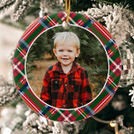 Traditionele kerst geruite foto keramisch ornament<br><div class="desc">Traditional Christmas Plaid Photo Ceramic Ornament is voorzien van uw foto op een mooie rode en groene kerstplaid.</div>