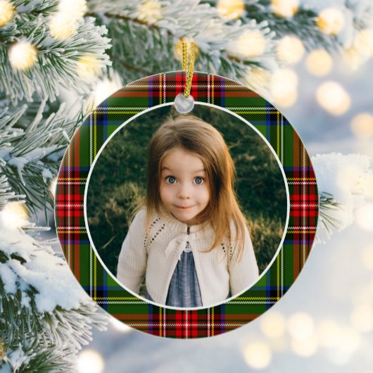 Traditionele kerst geruite foto keramisch ornament