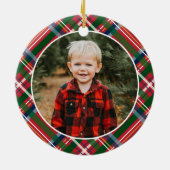 Traditionele kerst geruite foto keramisch ornament (Achterkant)