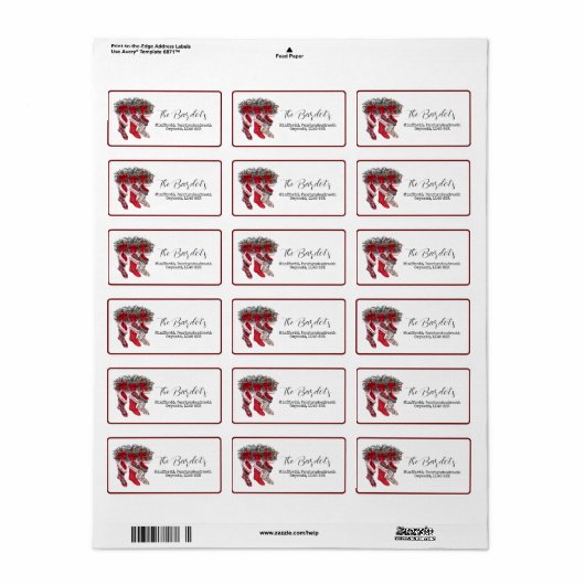 Traditionele kerst hangende kousen etiket (Full Sheet)