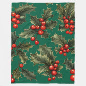 Traditionele kerst Holly accenten Fleece Deken (Voorkant)