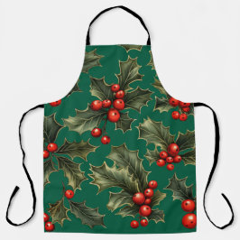Traditionele kerst Holly accenten Schort