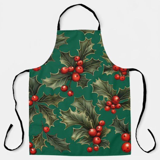 Traditionele kerst Holly accenten Schort (Voorkant)