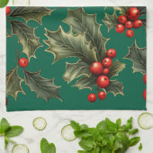 Traditionele kerst Holly accenten Theedoek (Gevouwen)