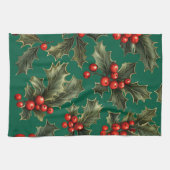 Traditionele kerst Holly accenten Theedoek (Horizontaal)