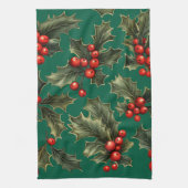 Traditionele kerst Holly accenten Theedoek (Verticaal)