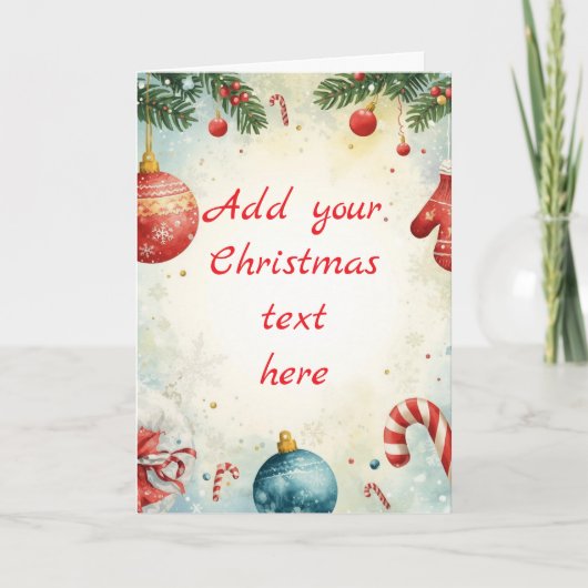 Traditionele Kerst Kaart Rood Groen (Voorkant)