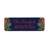 Traditionele Kerst Krans Marine Etiket (Voorkant)