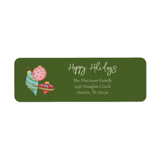 Traditionele kerst ornamenten eenvoudige minimale  etiket (Voorkant)