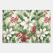 Traditionele kerst patroon mix, Holly Inpakpapier Vel (Voorkant 3)
