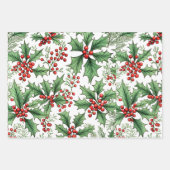 Traditionele kerst patroon mix, Holly Inpakpapier Vel (Voorkant 2)