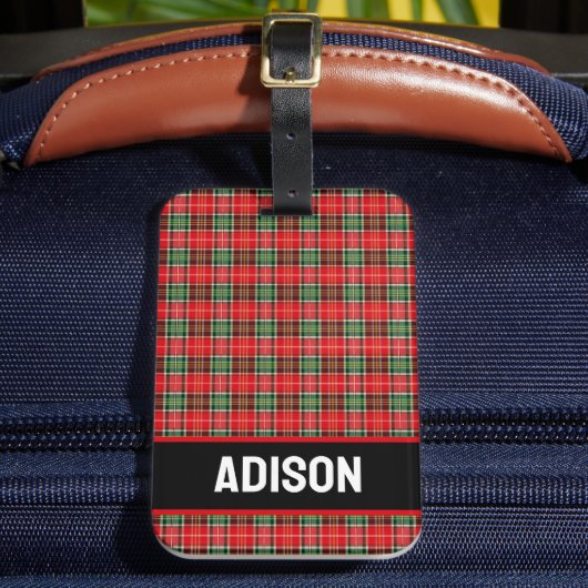 Traditionele Kerst Plaid Bagagelabel (Voorkant Insitu 2)