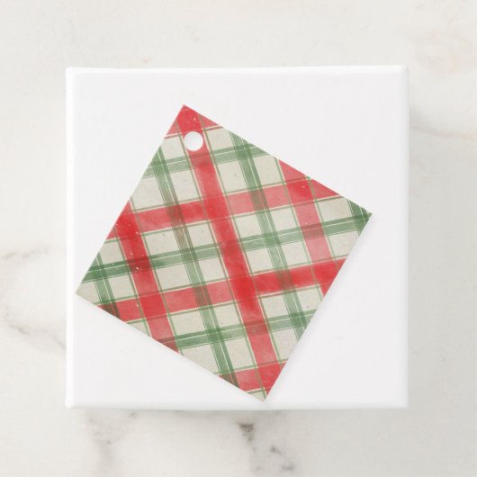 Traditionele Kerst Plaid Gift Labels (In situ)