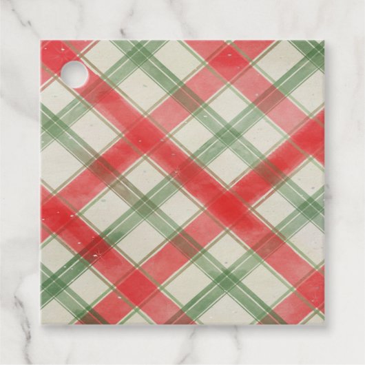 Traditionele Kerst Plaid Gift Labels (Voorkant)