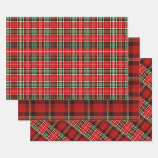 Traditionele Kerst Plaid Inpakpapier Vel (Set)