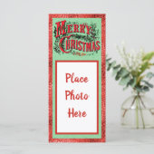 Traditionele kerst plat kaart met foto (Staand voorkant)